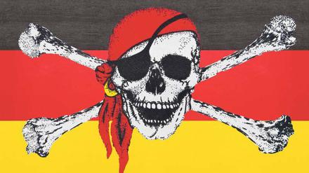 Vaterlandsverräter. Wenn deutsche Fans die deutsche Fahne schwenken, dann widmen die Piraten Schwarz-Rot-Gold zum Piratenwimpel um. Foto: imago