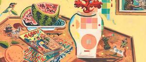 Grundlagenforschung: Für das Bild "Zum farbigen Gestalten" übermalte der Künstler eine DDR-Schautafel.