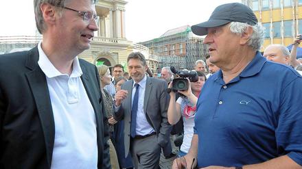 Mit einer emotionalen Rede setzte sich Günther Jauch, hier im Bild mit Mäzen Hasso Plattner, für das Projekt Kunsthalle ein.