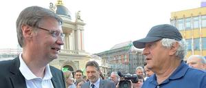 Mit einer emotionalen Rede setzte sich Günther Jauch, hier im Bild mit Mäzen Hasso Plattner, für das Projekt Kunsthalle ein.