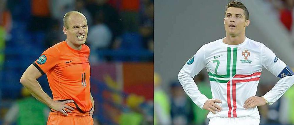 Locker aus der Hüfte? Arjen Robben trifft mit den Niederlanden auf Portugal mit Cristiano Ronaldo.