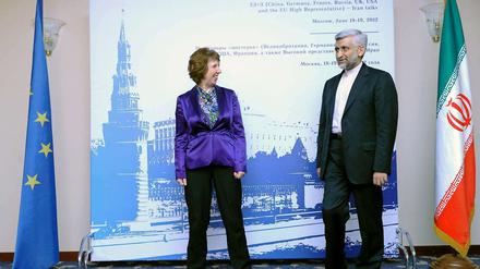 Die EU-Außenbeauftragte Catherine Ashton und und Irans Atomchefunterhändler Said Dschalili in Moskau.