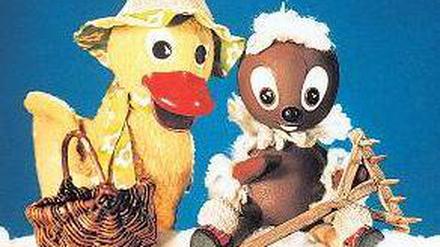 Abendgrüßer. Ente Schnatterinchen und Kobold Pittiplatsch.Foto: M. Mueller/rbb media/dapd