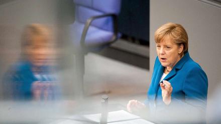 Bundeskanzlerin Angela Merkel bei der Regierungserklärung im Bundestag am Mittwoch.