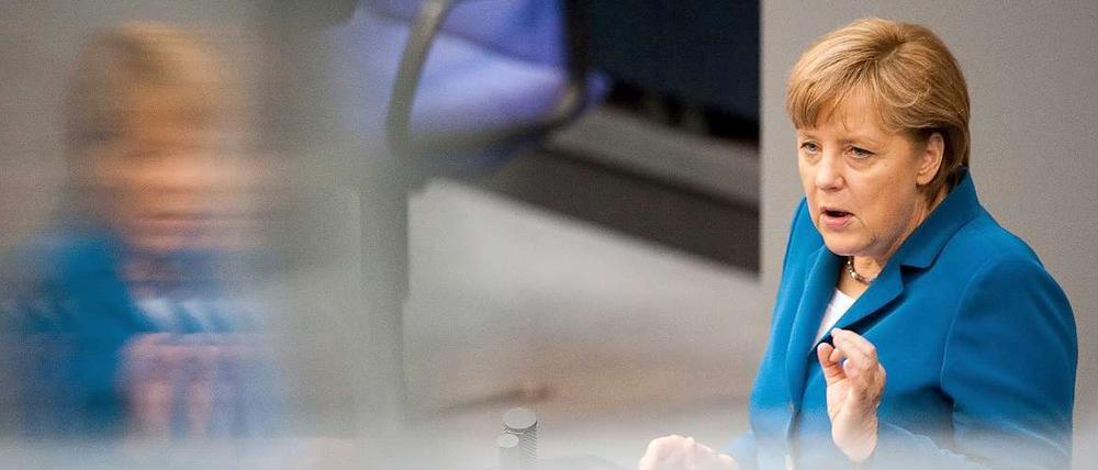 Bundeskanzlerin Angela Merkel bei der Regierungserklärung im Bundestag am Mittwoch.