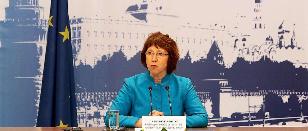 Nicht erfreut. Die EU-Außenbeauftragte Catherine Ashton in Moskau.