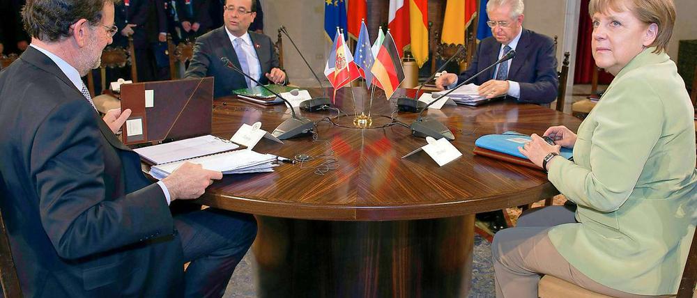Minigipfel des Europa der Vier: Angela Merkel, Mariano Rajoy, Francois Hollande und Mario Monti.