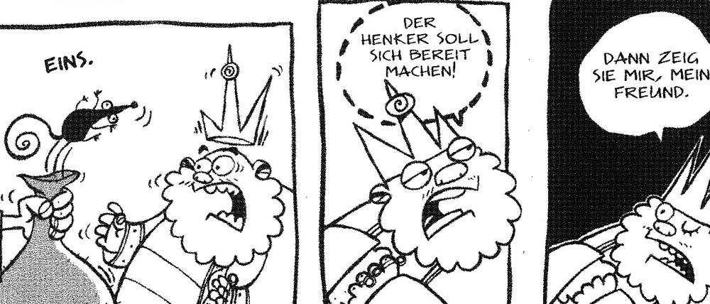 Unklare Linie: Eine der cartoonhaften Szenen des Buches.