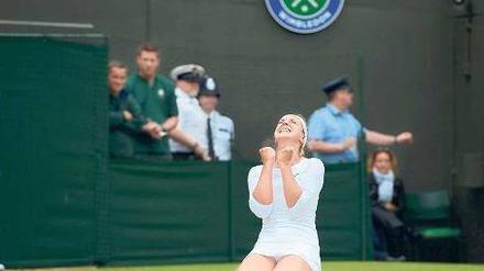 Endlich erlöst. Zum ersten Mal gewinnt die Berlinerin Sabine Lisicki gegen die Weltranglistenerste Maria Scharapowa. Foto: Reuters