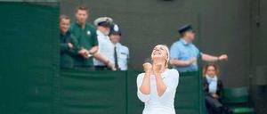 Endlich erlöst. Zum ersten Mal gewinnt die Berlinerin Sabine Lisicki gegen die Weltranglistenerste Maria Scharapowa. Foto: Reuters