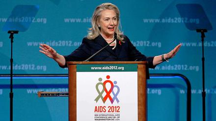 Alles nzur noch halb so schlimm? Hillary Clinton verbreitet Optimismus auf der Welt-Aids-Konferenz.
