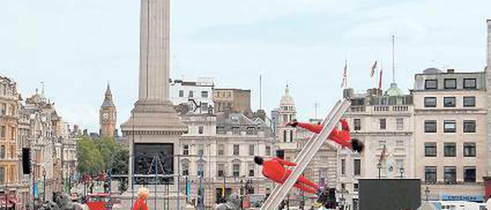 Zwischen Sport und Kunst. Extrem-Tänzer auf dem Trafalgar-Square. Foto: dapd