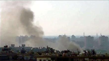 Am Sonntag explodierten mehrere Bomben in Syriens Hauptstadt Damaskus. Das Foto stammt aus einem Video, dass am 22. auf Youtube hochgeladen wurde.