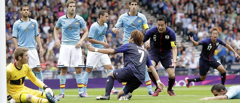 Geschlagen. Japan reichte ein Tor zum Sieg gegen Welt- und Europameister Spanien. 