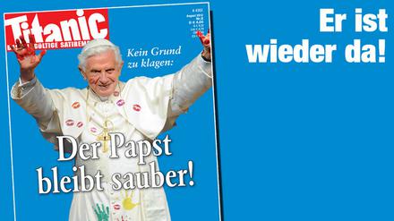 Kein Grund zu klagen? Kussmünder und Kinderhände zeigt die "Titanic" in ihrer neuen Ausgabe auf der Soutane des Papstes. Die letzte Ausgabe war vom Landgericht Hamburg verboten worden. 