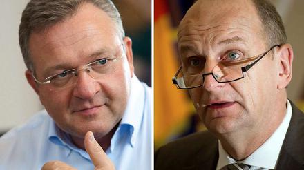 Frank Henkel, Innensenator von Berlin, und sein brandenburgischer Kollege Dietmar Woidke sehen keinen Grund, die Verfassungsschutzbehörden beider Länder zusammenzulegen.