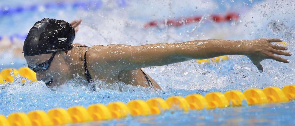 Dana Vollmer aus den USA schaffte die 100 Meter Schmetterling in 55,98 Sekunden.