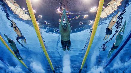 Vorneweg. Ryan Lochte dominierte über 400 Meter Lagen fast nach Belieben.