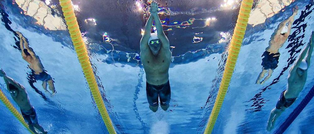Vorneweg. Ryan Lochte dominierte über 400 Meter Lagen fast nach Belieben.