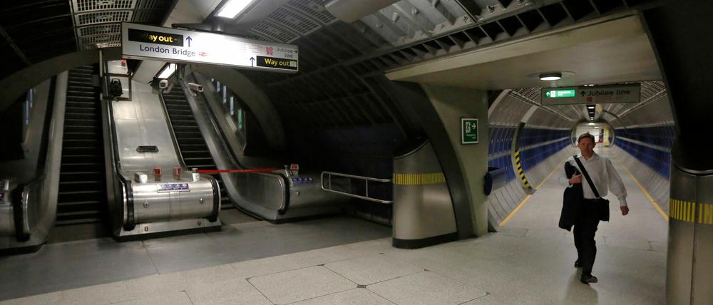 Ungewöhnlich leer ist die U-Bahn Station am London Bridge. 