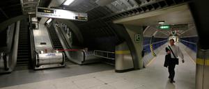 Ungewöhnlich leer ist die U-Bahn Station am London Bridge. 