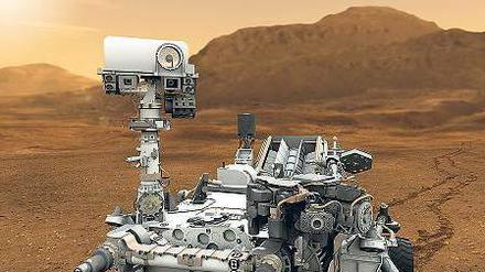  Die Animation unten zeigt, wie es aussähe, wenn der Rover vor der Kulisse fotografiert würde. 