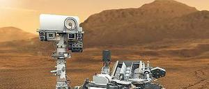  Die Animation unten zeigt, wie es aussähe, wenn der Rover vor der Kulisse fotografiert würde. 