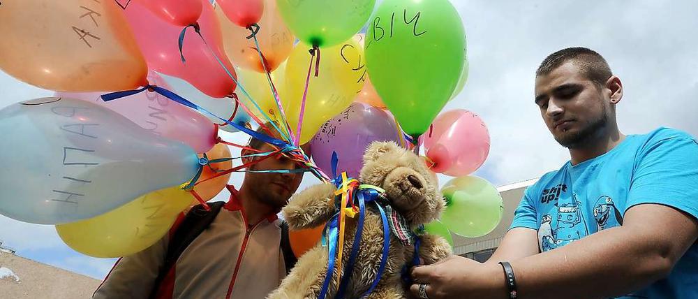 Teddybären sind in diesen Tagen in Minsk zum Zeichen des Protests gegen Präsident Lukaschenko geworden. 