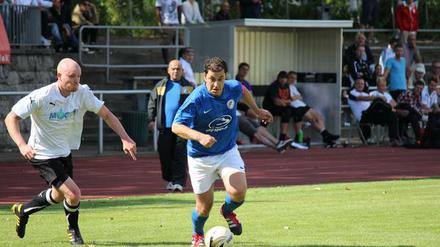 Türkiyemspor captain Fatih Aslan (right) scored the winner in Sunday's game against Mahlsdorf.
