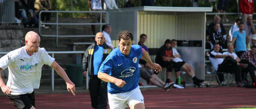 Türkiyemspor captain Fatih Aslan (right) scored the winner in Sunday's game against Mahlsdorf. 