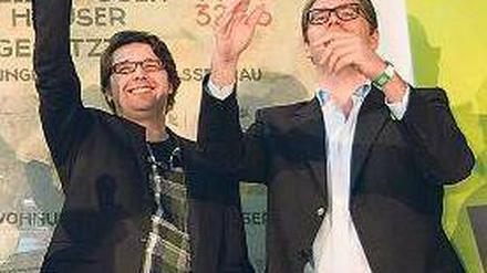 Noch gut gelaunt. Im Juli feierten Groupon-Chef Andrew Mason und Europa-Geschäftsführer Jens Hutzschenreuter die Eröffnung des neuen Standorts in Berlin.
