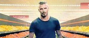 Sportsfreund im Frischeparadies: David Beckham wirbt im Supermarkt. 
