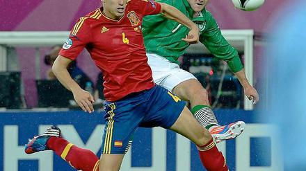 Javi Martinez im spanischen Nationaltrikot. Bei der EM in Polen und der Ukraine spielte er allerdings nur beim 4:0 gegen Irland für 25 Minuten.