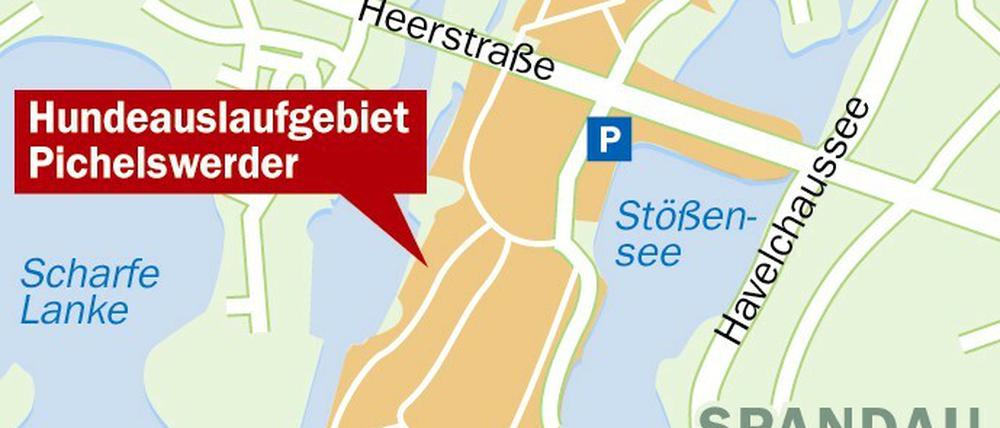 Das Hundeauslaufgebiet Pichelswerder in Spandau.