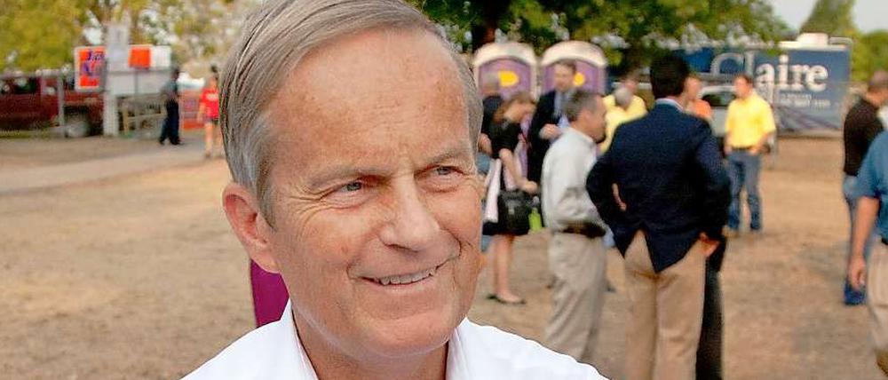 Todd Akin im Interview mit einem regionalen Fernsehsender in Missouri. Der republikanische Senatskandidat vertritt die Auffassung, dass Abtreibung auch bei Vergewaltigungsopfern gesetzlich verboten sein sollte.