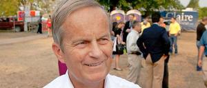Todd Akin im Interview mit einem regionalen Fernsehsender in Missouri. Der republikanische Senatskandidat vertritt die Auffassung, dass Abtreibung auch bei Vergewaltigungsopfern gesetzlich verboten sein sollte.