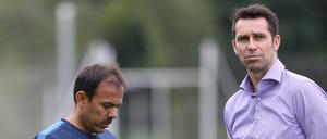 Schlechte Zeiten bei Hertha BSC. Michael Preetz (r.) spricht mit dem Tagesspiegel. 
