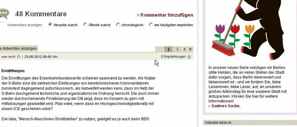 Auch beim Tagesspiegel können die Leser mitreden. Sie schreiben pro Monat mehr als 30.000 Kommentare.