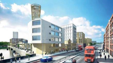 Neuer Stadtteil im Ikea-Stil. Die Computeranimation zeigt das Ikea-Projekt im Osten von London, mit Büros, Geschäften und Wohnungen. 