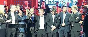 Anstandsdame. Mit Judith Rakers durfte eine Frau den Henri-Nannen-Preis moderieren, die Auszeichnungen aber gingen dieses Jahr ausschließlich an Männer. Foto: dpa