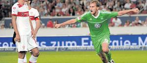 Gekommen, um durchzustarten. Neuzugang Bas Dost trifft im ersten Bundesligaspiel für den VfL Wolfsburg zum späten 1:0.Foto: dpa