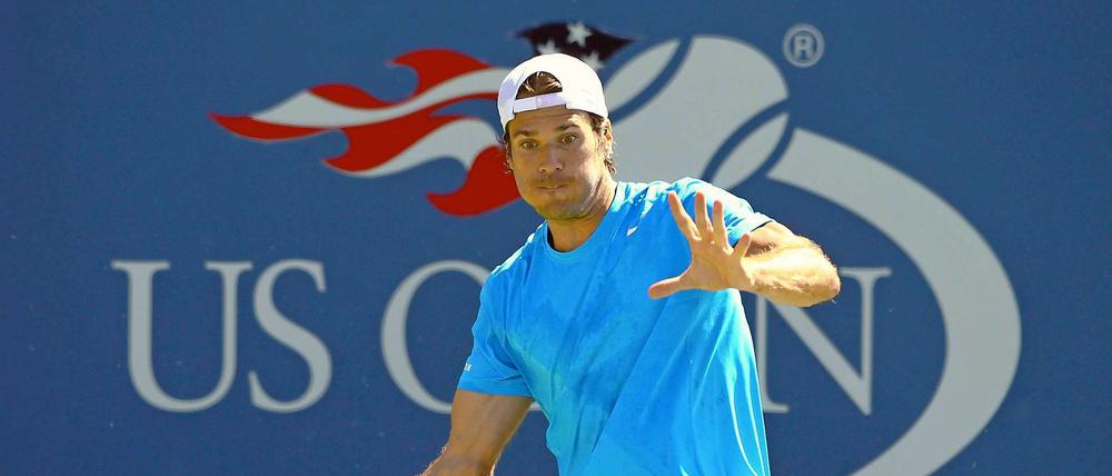 Das Aus vor Augen. Tommy Haas spielte zweieinhalb Sätze stark auf, brach dann aber ein.
