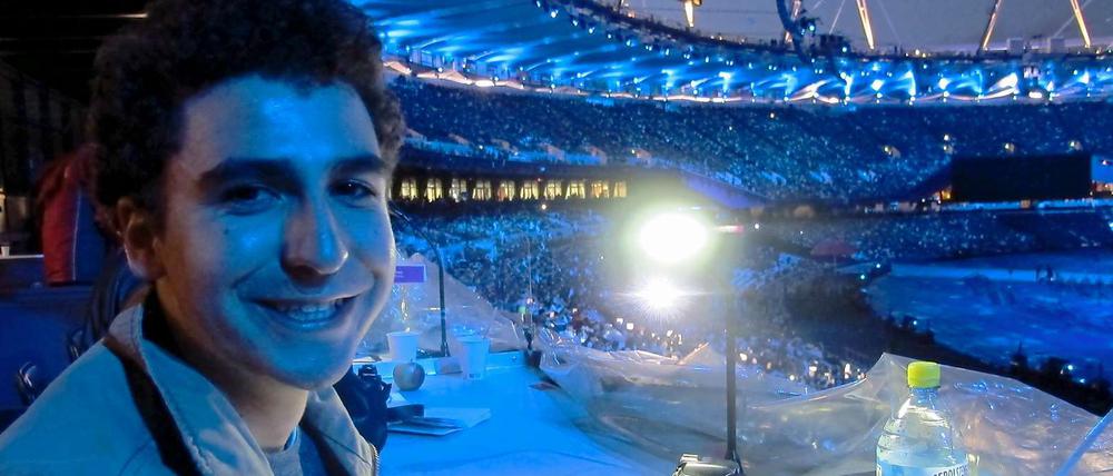 Bei der Arbeit während der Eröffnungsfeier. Ein einmaliges Erlebnis - nicht nur für Alexander Kauschanski.