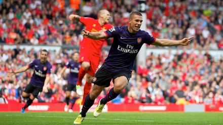 Nationalstürmer Luaks Podolski erzielte gegen den FC Liverpool sein erstes Ligator im Dress des FC Arsenal. Den zweiten Treffer bereitete der ehemalige Kölner zudem vor.