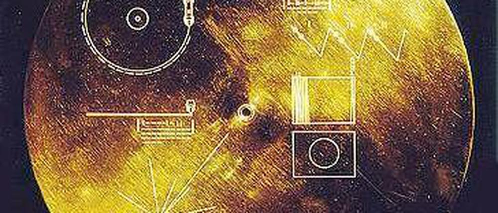 Die Erde in 115 Bildern und dazu Grüße in 55 Sprachen hat die Nasa auf der Platte mit „Voyager-1“ 1977 ins All geschickt. Foto: AFP
