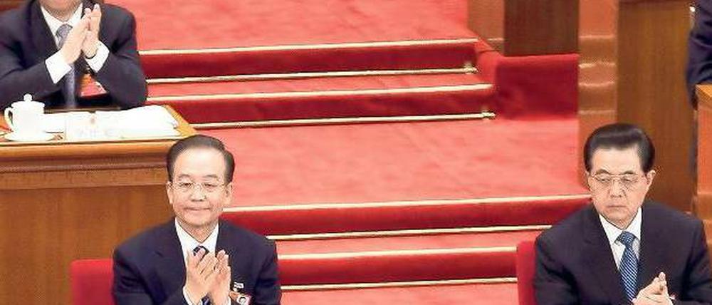 Hu Jintao (vorn rechts neben Premier Wen Jiabao) wird bald abtreten.