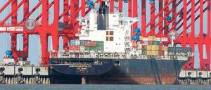 Übung macht den Hafen. Die „Northern Vitality“ wird seit Wochen unentwegt be- und entladen. Wenn der Jade-Weser-Port am 21. September verspätet eröffnet wird, soll alles glattgehen. Die „Northern Vitality“ wird dann wohl abgewrackt. 