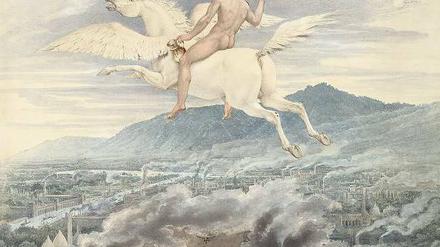 Karl Friedrich Schinkel: Allegorie auf Wilhelm Beuth, den Pegasus reitend, 1837 (Detail).