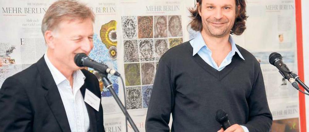 Ein Schelm. Autor Moritz Rinke kam, las und erheiterte – auch den Leitenden Redakteur Gerd Nowakowski.
