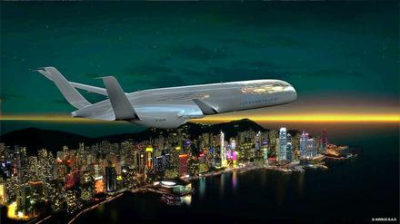 Fliegen 2050 - so stellt sich der europäische Flugzeughersteller Airbus seine Maschinen vor.